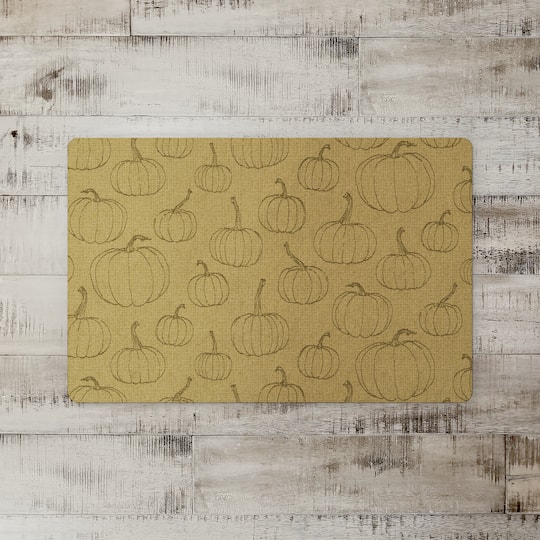 Mustard Yellow Pumpkin Pattern Floor Mat